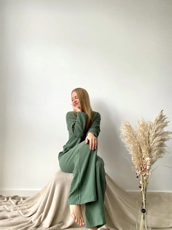 elegant muslin women trousers set