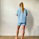 casual comfortable organic waffle short set for women