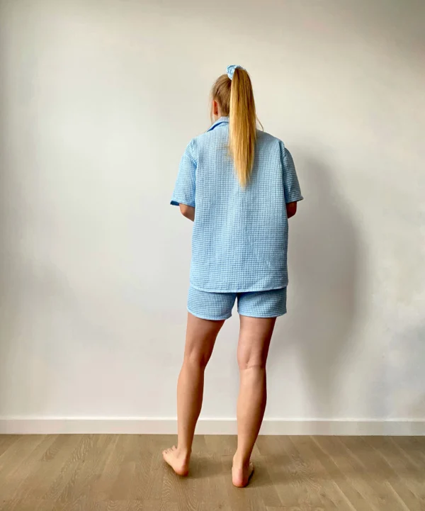 casual comfortable organic waffle short set for women