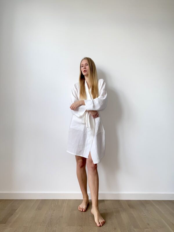 white light muslin bathrobe for women