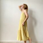 long yellow summer women muslin dress