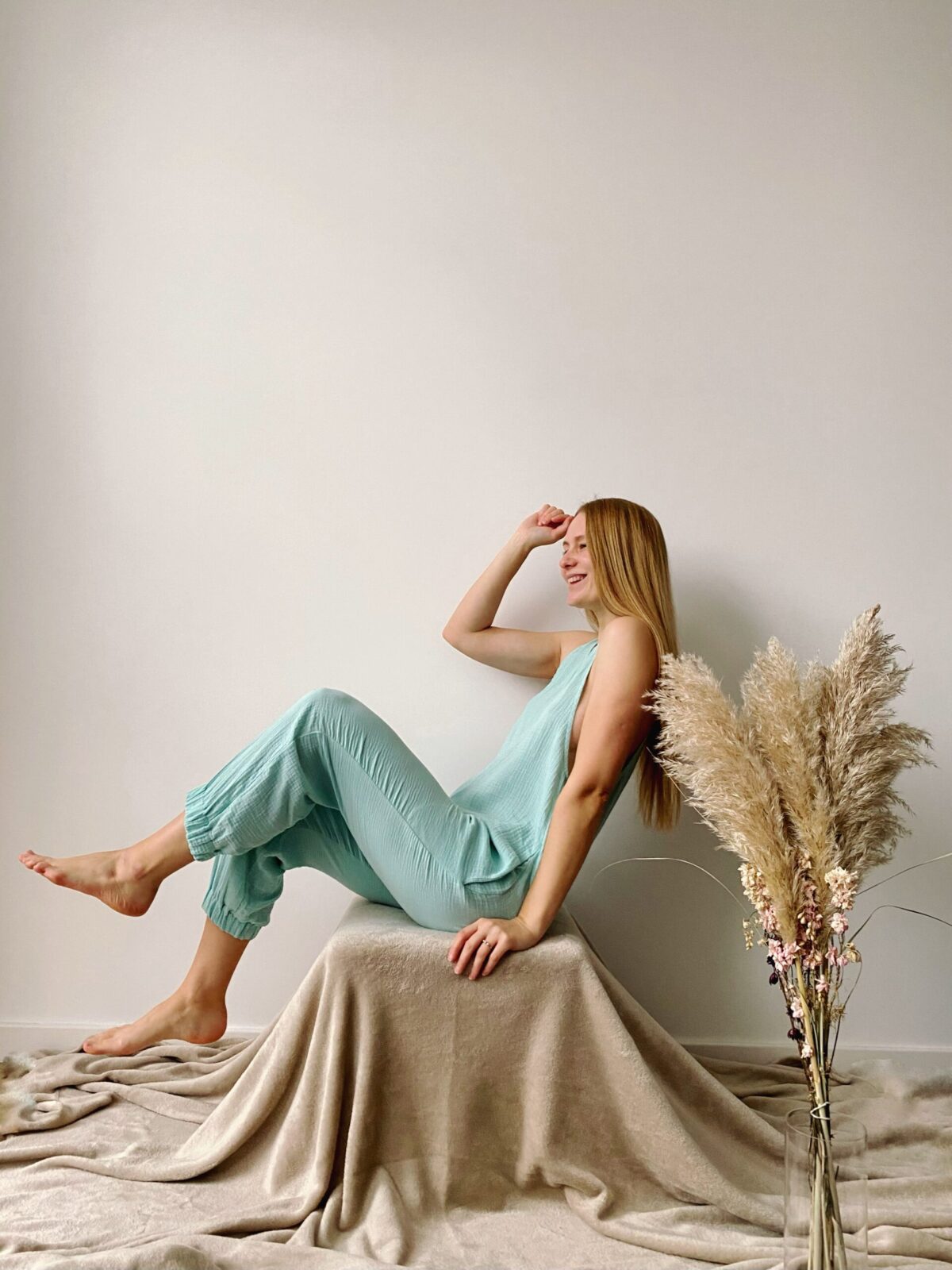 comfortable organic muslin women playsuit, handmade