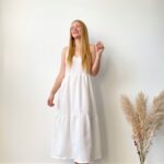 organic cotton white long woman dress