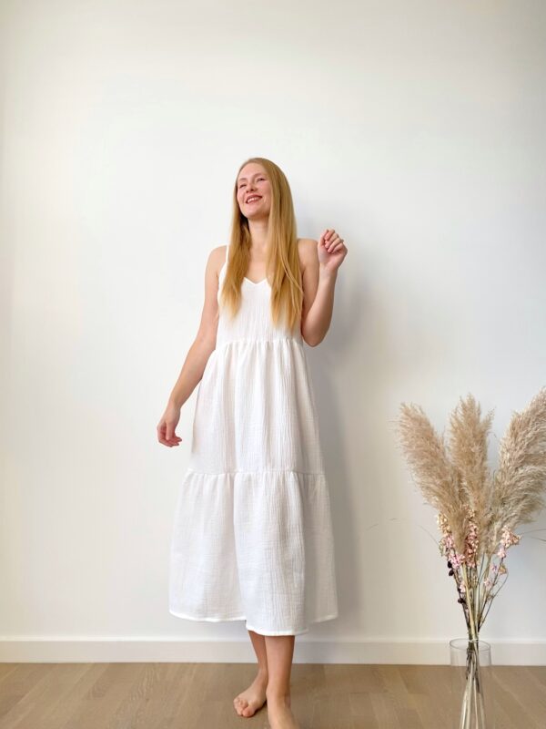 organic cotton white long woman dress