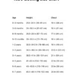 a chart of a child's clothing uk size