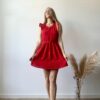 red muslin women dress