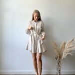woman organic cotton dress with long sleeves