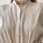 woman organic cotton dress with long sleeves