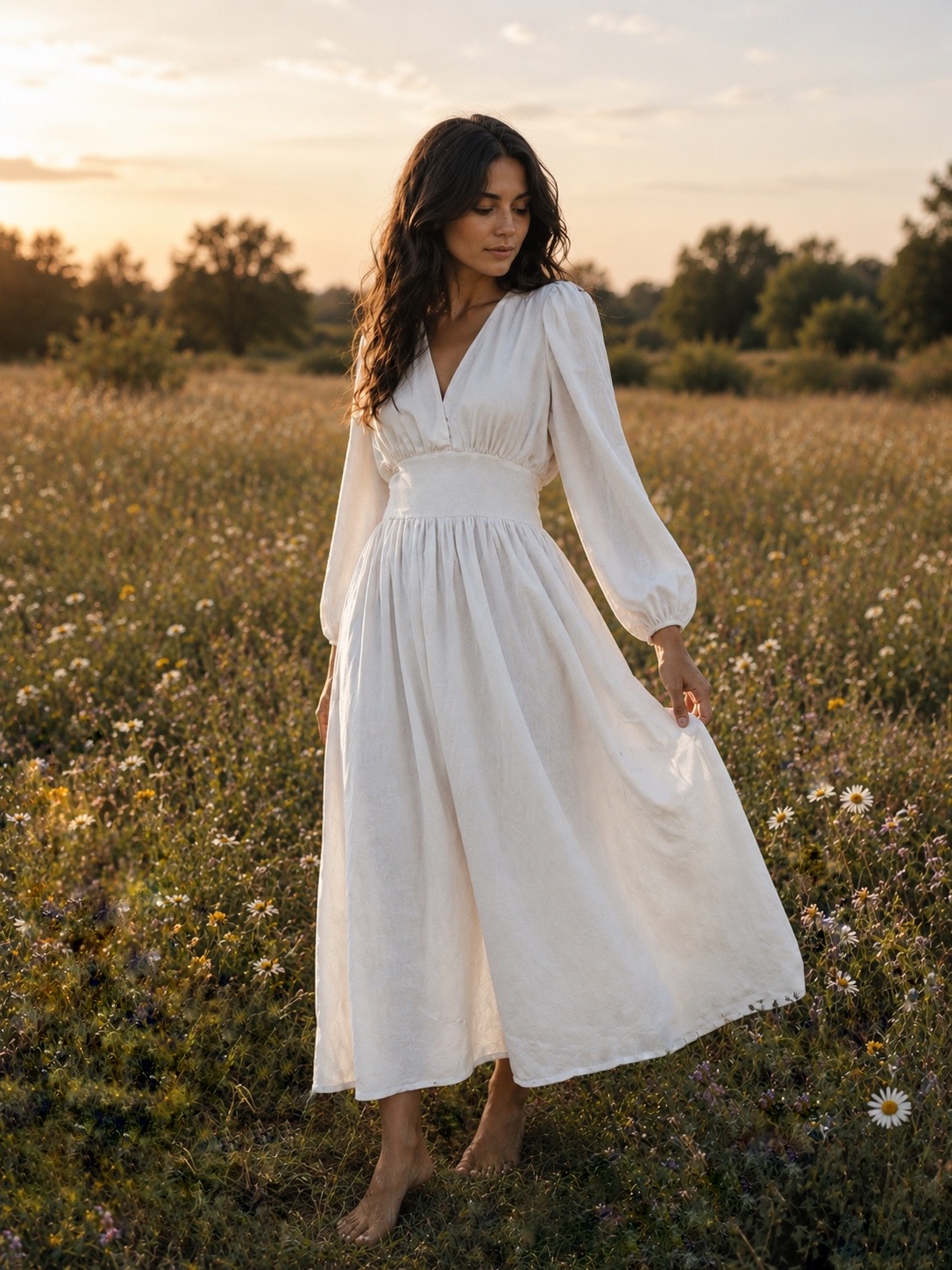 linen midi dress uk Navy Floral Linen Blend Puff Sleeve Midi Dress Highstreet Outlet UK