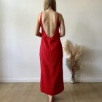 Long muslin summer dress, naked back, handmade, sustainable