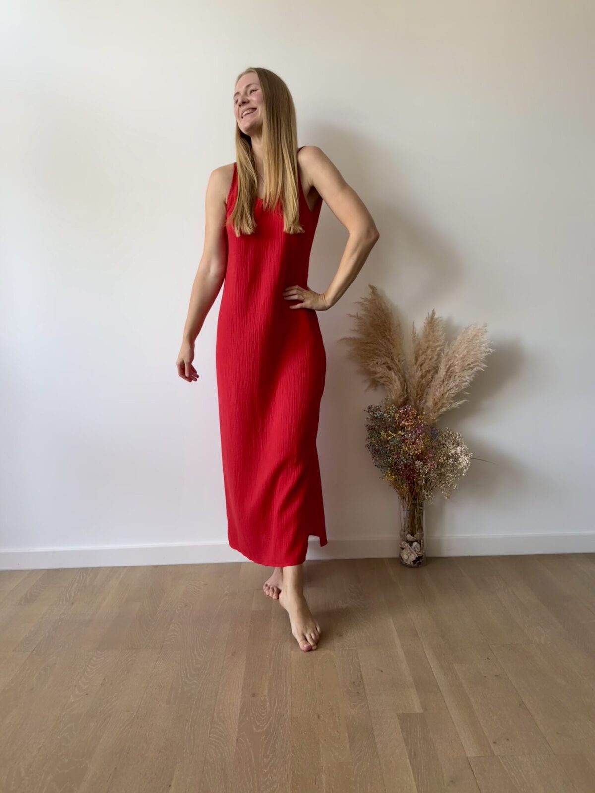 Midi dress made of organic cotton, natural fabric