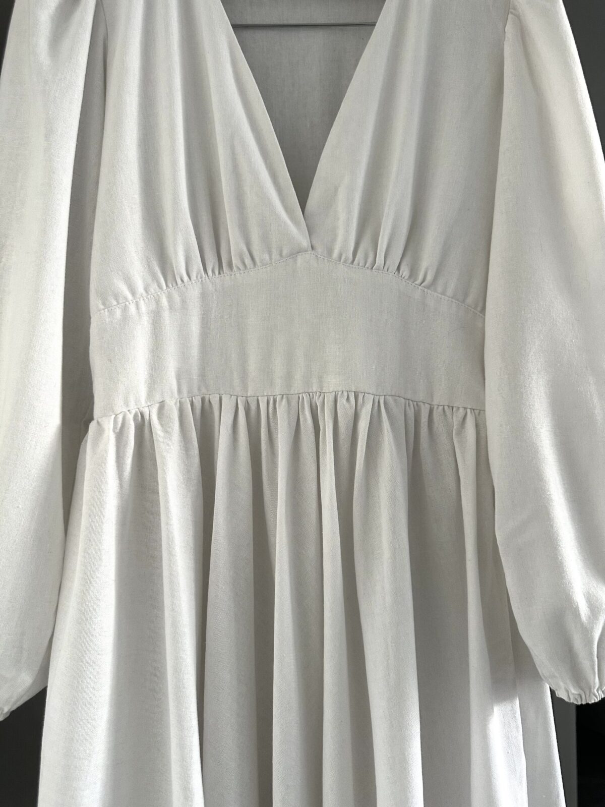 White natural fabric dress