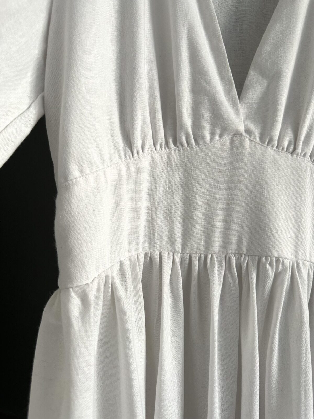Ladie's white long linen dress