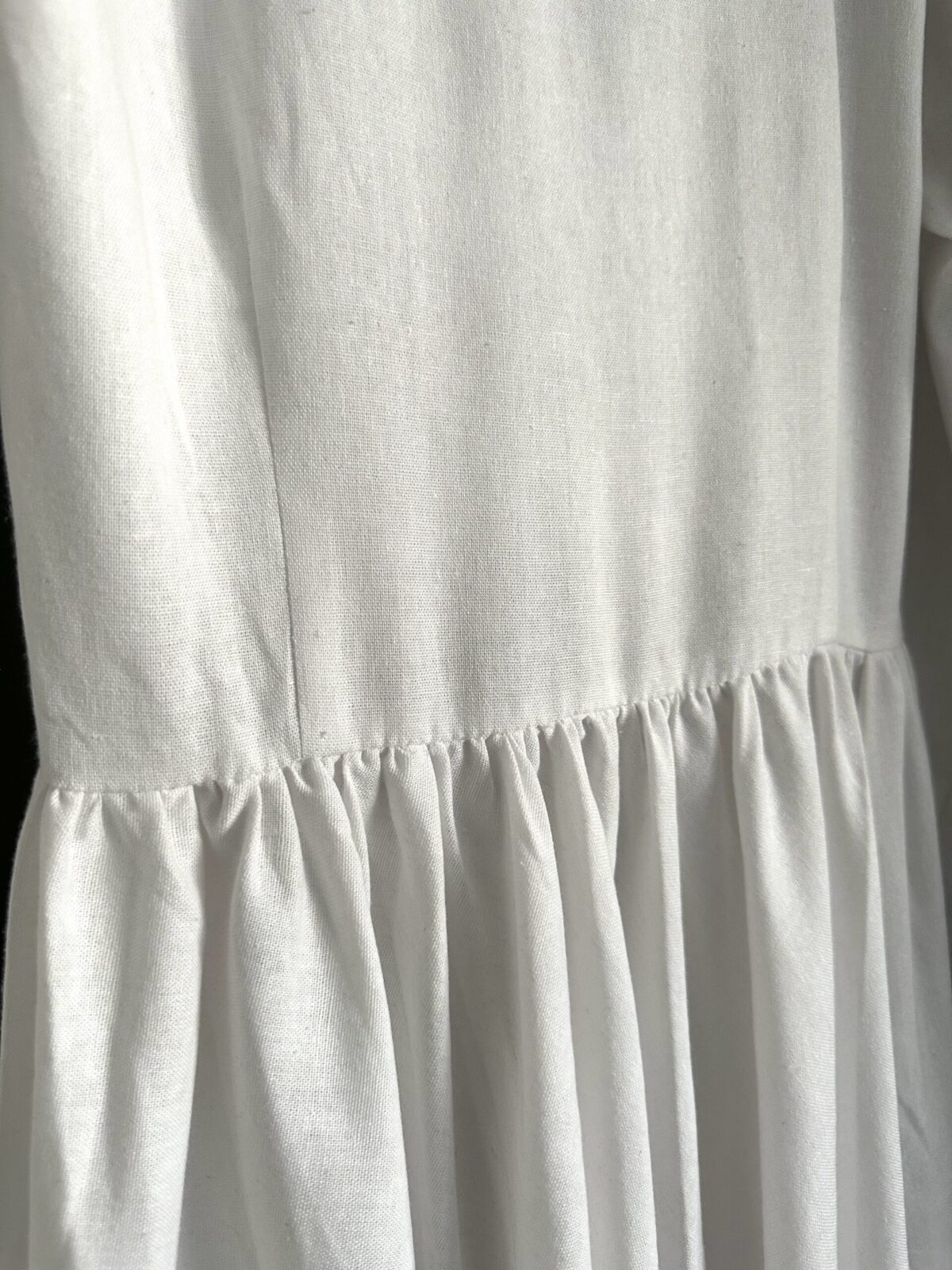 White long linen handmade dress