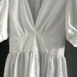 Linen mini dress with puff sleeves, handmade, ecofriendly
