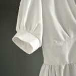 Linen mini dress with puff sleeves, sustainable, perfect for summer