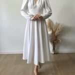Maxi natural linen ladies dress