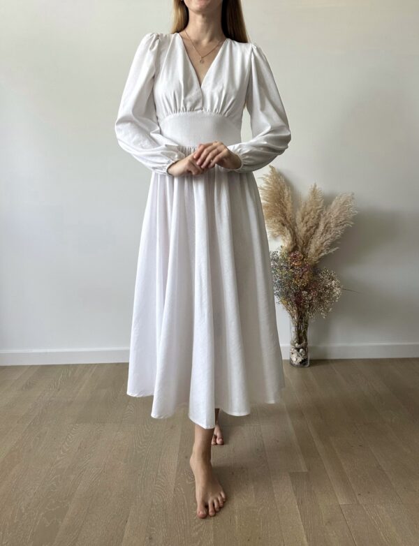 Maxi natural linen ladies dress