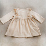 Toddlers dress with long sleeves made of organic muslin