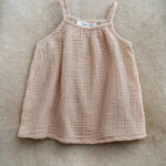 Simple beige muslin dress for girls