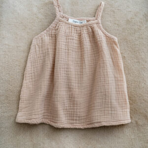 Simple beige muslin dress for girls