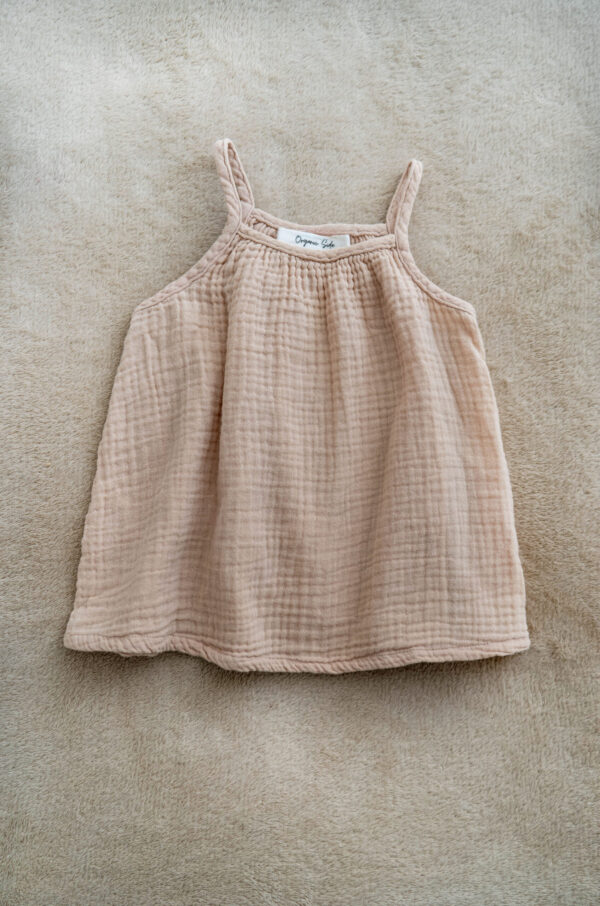Simple beige muslin dress for girls