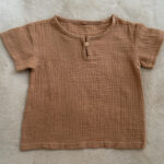 handmade muslin top with wooden button