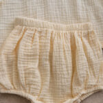 Muslin baby set in natural beige with vintage-inspired collar