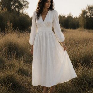 Linen Maxi Dress with Long Sleeves - Sustainable & Elegant