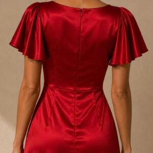 Scarlet Silk Midi Dress in Red – back detail