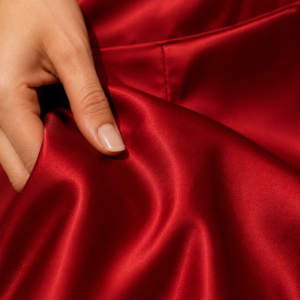 Scarlet Silk Midi Dress in Red – silk fabric detail