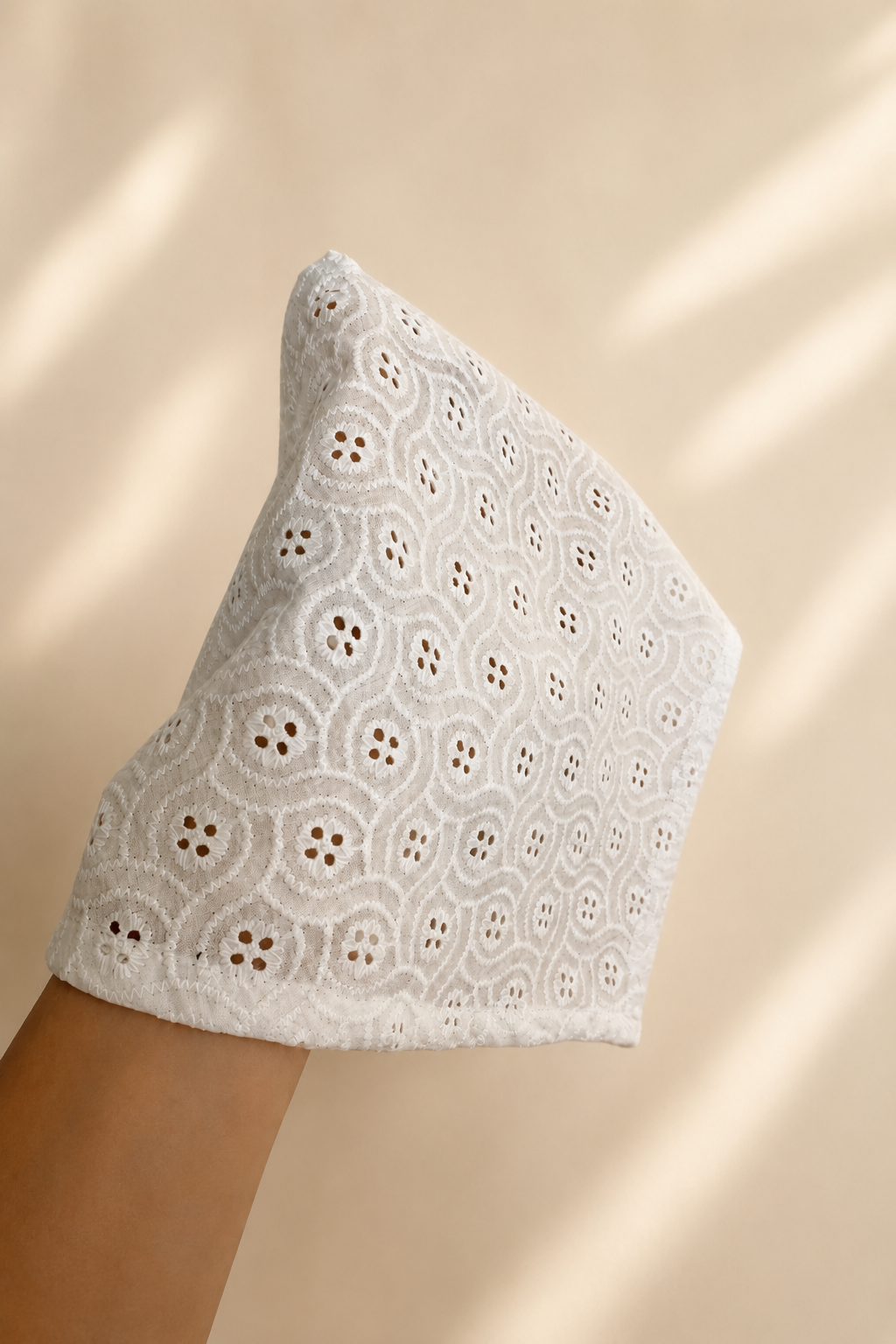 Meadow Cotton Eyelet Head Scarf - close up fabric detail