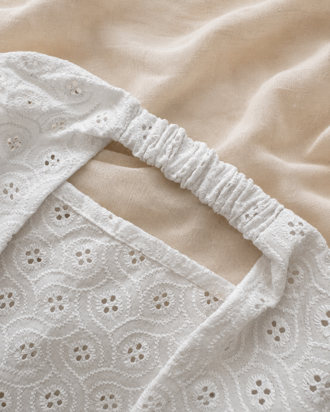 Meadow Cotton Eyelet Head Scarf - close up detail
