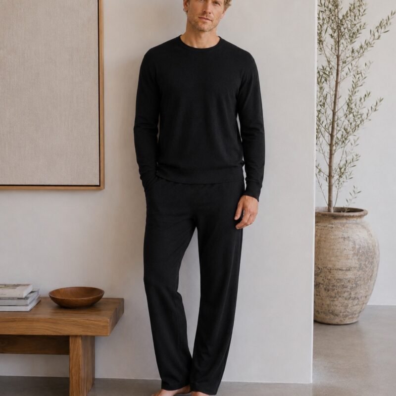 Noir Merino Wool Men’s Lounge Set - front