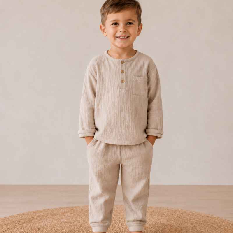 Cove Boys’ Muslin Set - front view